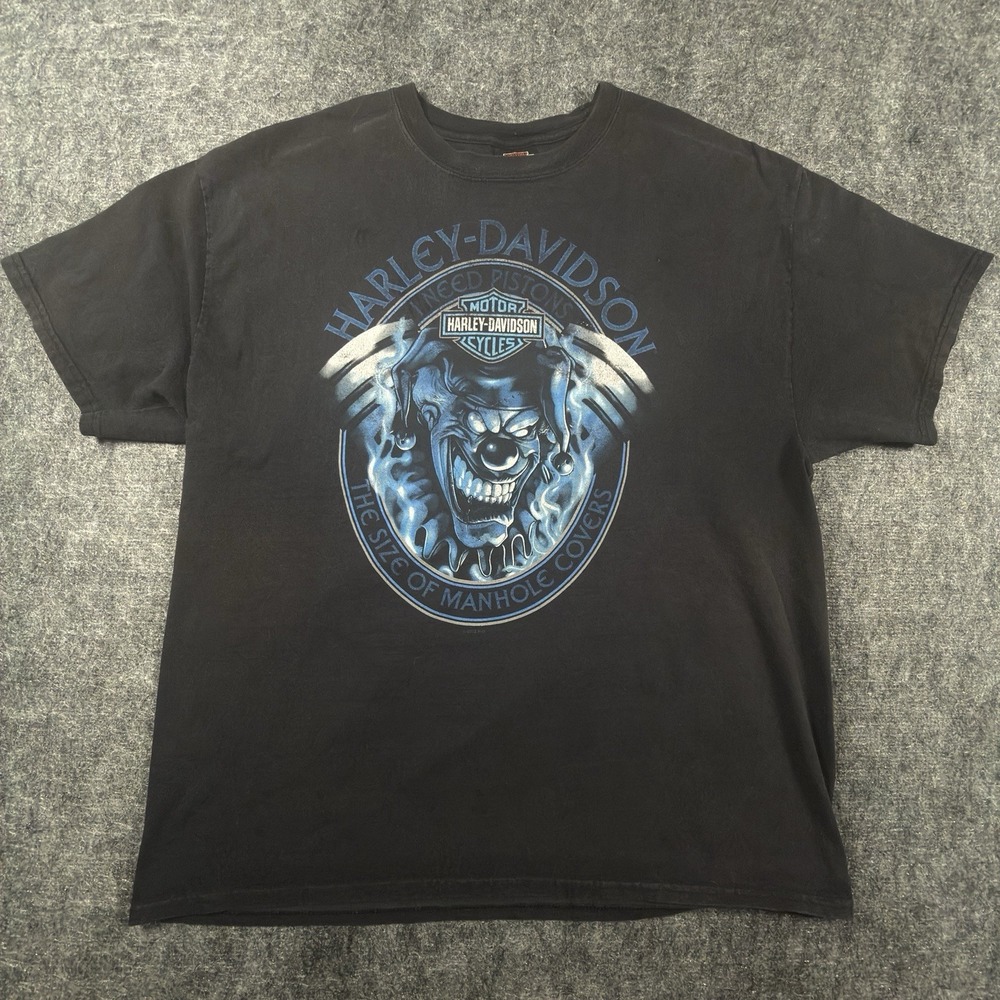 Harley Davidson T Shirt Mens XL Faded Black Evil Clown Mancuso Houston 2012